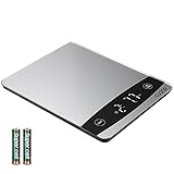 OVOOR Báscula Digital de Cocina 10kg/22 lbs Balanza Alimentos Multifuncional con Superficie de...