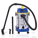 Goodyear - Aspirador Industrial Sólidos/Líquidos 30L 1600W HEPA con Soplado y Enchufe