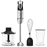 Cecotec Batidora de Mano Powerful Titanium 1000 Full. 1000 W, Pie XL, 21 Niveles y Turbo, Cuchilla 4...