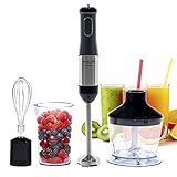 ECODE® Batidora de Mano Titanmix con 21 Velocidades, 800 W, con Vaso, Picadora, Batidora, Cuchillas...