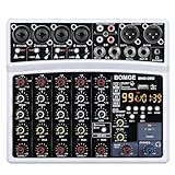 BOMGE Mezclador de audio para dj de 6 canales con MP3 USB Bluetooth, alimentaci¨®n fantasma de...